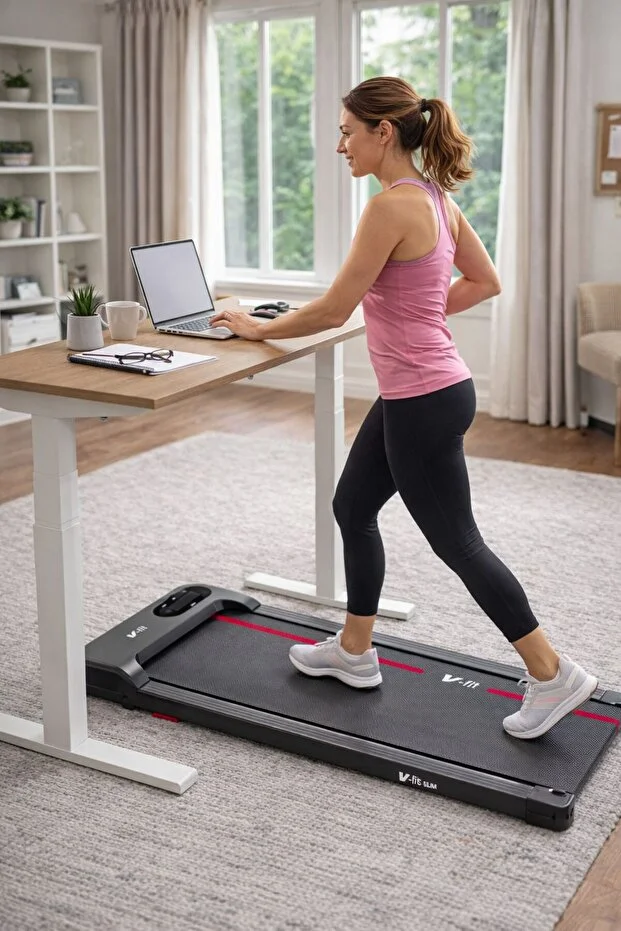 VFİT Slim Koşu Bandı 34x79 cm Minimal Yürüyüş Bandı Uzaktan Kumandalı & Eğimli